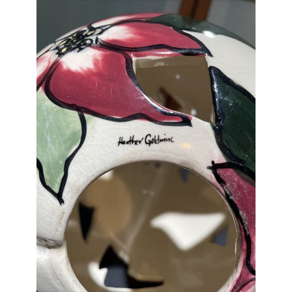 Blue Sky Clayworks Poinsettias Gazing Tea Light Ball by Heather Goldminc 2000 - Picture 4 of 9